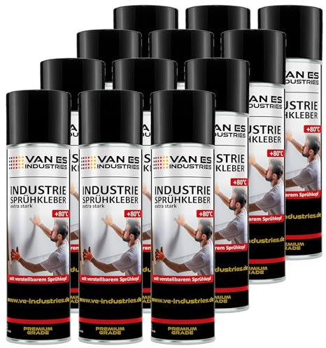 Industrie Sprühkleber permanent haftend bis 80°C 500ml | zum Kleben von Schaumstoffen, Wolkenhimmel, Leder, Papier uvm. (12)