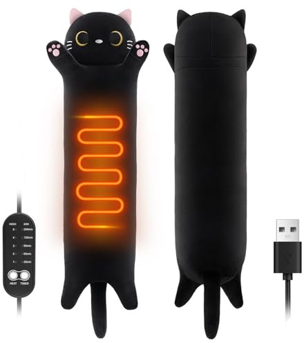 Katzen Heizdecke Kuscheldecke mit Abschaltautomatik, Elektrisches Heizkissen Usb für Periode, Warmies Wärmekissen Nacken Rücken Schulter Bauch, Weihnachtsgeschenke für Frauen Mädchen Katzenliebhaber