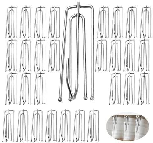 Hinapan 150 stycken gardiner pleater bandkrokar, 4 prongs pinch pleat klämmor krokar, gardinkrokar för fönster, dörr, badrum, gardin