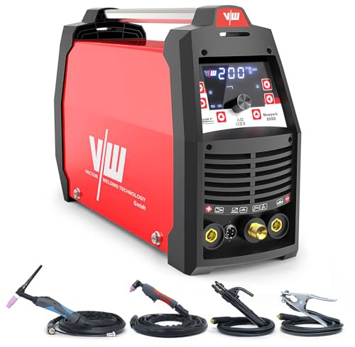 VECTOR WELDING - Soldadora TIG AC DC 200 A – New York 2500, Cortador de Plasma 50 A, Pantalla LED, MMA 170 A, Encendido HF, para Aluminio
