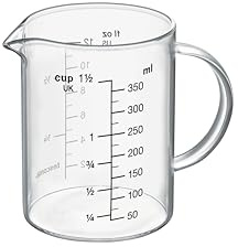 Tescoma DELICIA Vaso medidor de vidrio de 350 ml con asa y boquilla de vidrio de borosilicato resistente al calor con escala de medición ideal para medir líquidos, ingredientes y especias