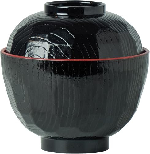 JADE TEMPLE Miso Lot de 12 bols à soupe Noir/rouge ABS Capacité 330 ml