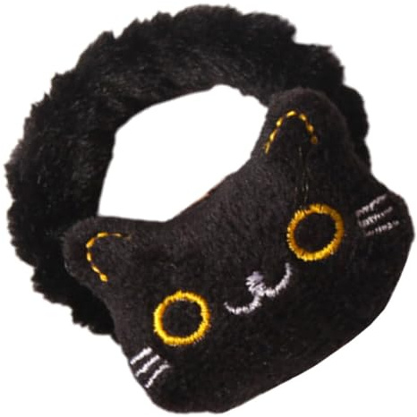DEARMAMY Coletero Negro de Felpa Diseño de Animal para Mujeres y Adolescentes, Elástico Versátil Adecuado para Cabello Medio a Largo en Deportes y Yoga