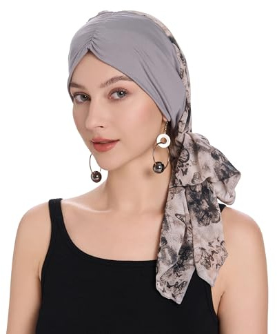 ZLYC Copricapo estivo da donna con stampa turbante, Farfalla Grigio Chi, Taglia unica