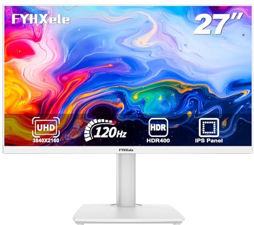 FYHXele 27 4K Gaming Monitor, UHD 3840x2160 Fast IPS Panel, Computer PC Monitor, 120Hz, 100% sRGB, FreeSync and G-Sync, Support HDR 400, HDMI 2.1 & DP 1.4, VESA Mount