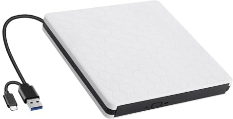 Yjcnelcr Bärbar extern DVD-brännare spelare med USB C och USB 3.0-gränssnitt för 10 8 7 PC bärbar dator bärbar extern DVD-enhet för bärbar dator