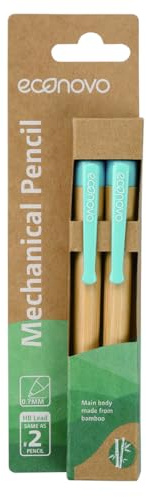 econovo Druckbleistift Drehbleistift 0,7mm / 2 Stück/Automatische 100% biologisch abbaubarer Bambus Mechanische Stifte/Loch zum Aufhängen Blister