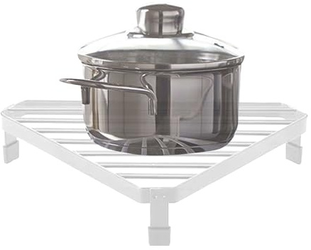 Organizador de la cocina de la esquina - soporte de sartén triangular de ahorro de espacio, solución moderna de almacenamiento de encimera | Base de silicona antideslizante, construcción de d