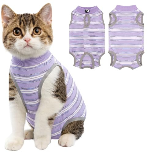 Coppthinktu Cat Recovery Suit Female, Cat Surgery Recovery Suit Cats Onesie for Cats After Surgery for Surgical Abdominal Wound Skin Diseases, Soft E-Collar Alternative Kitten Spay Suit Anti Licking