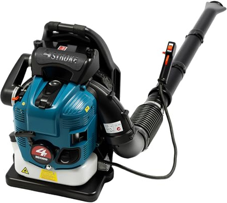 Soplador de hojas de gasolina de 75,6 CCM de 4 tiempos, 2600 W con 498 CFM, potente soplador de hojas de mochila para jardín, 7000 rpm