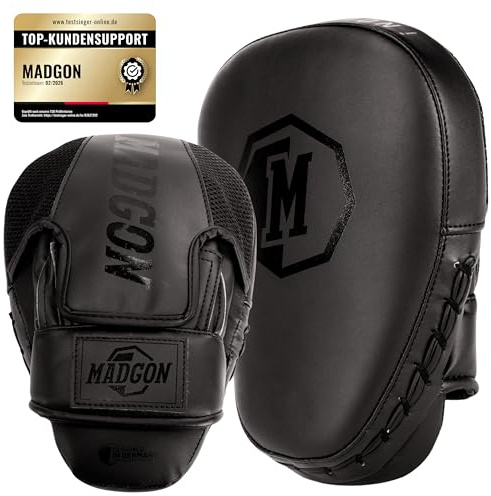 MADGON Pao Boxe avec Rembourrage de Haute Qualité pour Une Absorption Optimale des Chocs – Patte d’Ours Boxe Durable pour Les Arts-Martiaux, Le Kickboxing et la Boxe- 1 Paire - Sac Inclus
