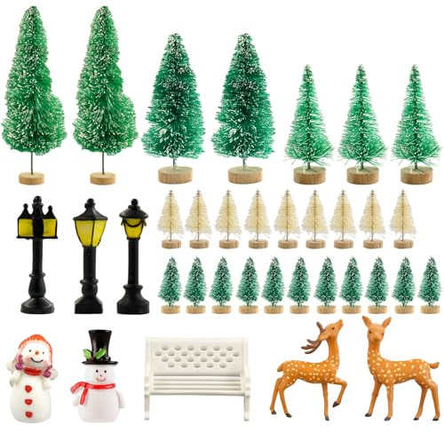35 Stück Weihnachtsminiatur-Ornamente, Weihnachtsmini Modellornamente, Mini Weihnachtsfiguren, Mini Weihnachtsbaum, Mikrolandschaft Weihnachtsdeko Garten Dekoration für Party Dekoration Desktop