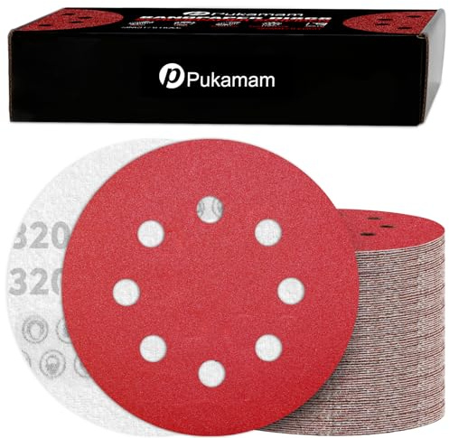 120 Stück Schleifpapier 125mm Klett 320 Körnung Schleifscheiben für 8 Loch Rund Exzenterschleifer Schleifen Holz Metall und Farbe