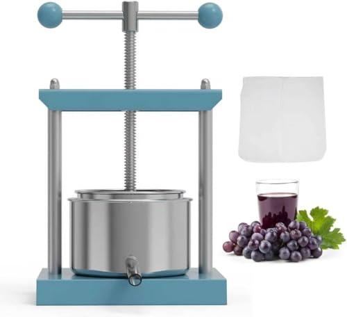 SQUEEZE master 6 Liter Obstpresse, Käse Tinktur Kräuter Weichobst Handpresse saft, Edelstahl & Eisen für Saft, Olivenöl
