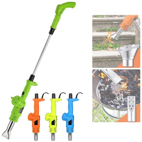 Désherbeur thermique électrique, 5 buses de désherbage thermique électrique, outils de désherbage pour le désherbage de flammes, 3 en 1 Désherbeur Electrique Pistolet, température 650℃ (Vert)