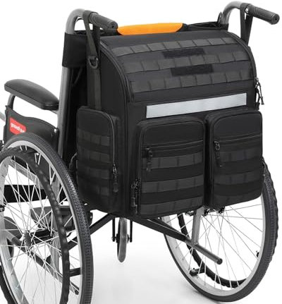 BlesMaller Tasche für Rollstuhl hinten Rollstuhltasche HD Nylon Rollator Zubehör Aufbewahrungstasche mit Schultergurt & Isolationstasche