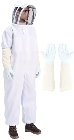𝙐𝙥𝙜𝙧𝙖𝙙𝙚 Bee Keeper Suit for Men/Women,Bee Suits for Men/Women Ting Proof,Comes with Gloves and Ventilated Hood,Ldeal for Backyard Beekeeping/Bee Catching,Multiple Size Options,XL - 5'7-5'11