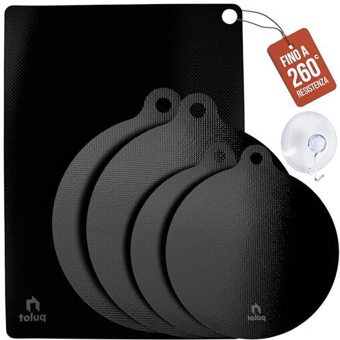 Toluq Protezione Piano Induzione dai graffi| Proteggi Piano Induzione fino a 300°C | Set di 5 Tappetini Piano Induzione con gancio | Copertura Piano Induzione Antiscivolo e Facile da pulire