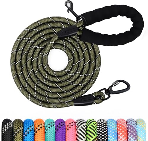 Longe pour Chien, 1,2M/ 1,5M/ 2M/ 3M/ 5M/ 10M/ 15M/ 20M/ 30M Laisse de Dressage pour Chien, Long Laisse avec Poignée Rembourrée pour Petits, Moyens et Grands Chiens