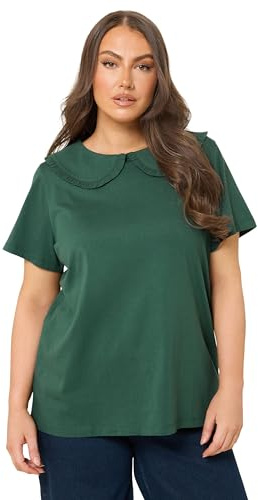 Yours Curve Frill Collar Top - Women's - Plus Size Curve Green