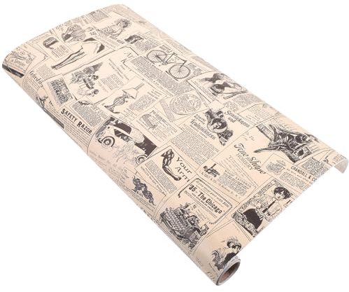 MAGICLULU Autocollant Mural Vintage Style Journal Rétro 45x297 Cm, Papier Peint Adhésif Auto-collant Résistant, Décoration Murale Cuisine, Salle de Bain et Meubles, Fond D'écran Artistique