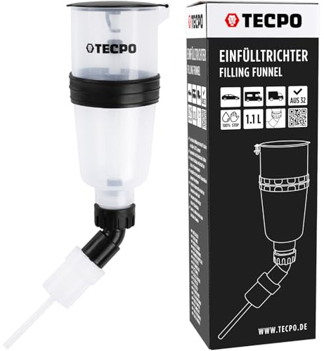 TECPO Trichter passend für AdBlue® /Harnstoff tropffrei mit Absperrventil abgewinkelt für schwer zugänglicher Tankanschlüsse