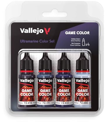 Vallejo Game Color Ultramarine Blue Acrylic Paint Set (Ultramarine Color Set). Kit of 4 Matte Finish Colors in 18 ml Dropper Bottles for Fantasy Figures and Wargames