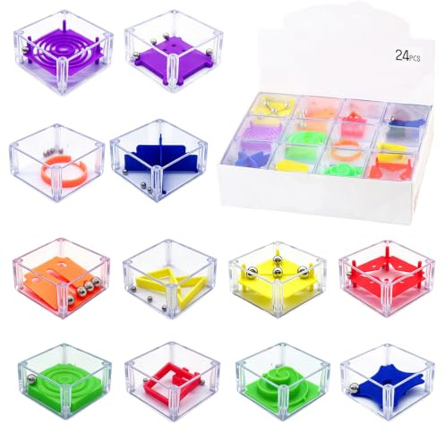 DIGNFENG tålamodsspel, 24 stycken minipusselspel för barn presenter | Barnkalas gästgåva Give Aways, labyrint pusselkub som pinata fyllning pusselspel för barn från 6 vuxna