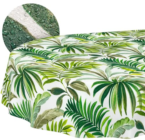 ANRO Nappe enduite Palmiers Ovale 200x140 cm intérieur/extérieur | lavable à 30 °C – idéale pour jardin, terrasse et salle à manger – linge de table en tissu enduit