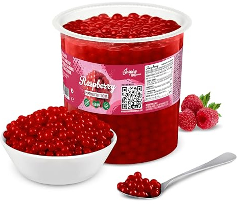 INSPIRE FOOD Bubble Tea Popping Boba Frambuesa 3.2 Kilogram | Prepara delicioso boba tea en casa | listo para usar sin necesidad de cocinar