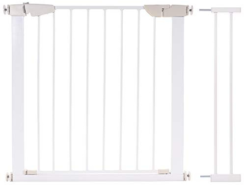 Treppenschutzgitter 75-96 cm, ohne Bohren, Türschutzgitter für Kinder, Hunde und Katzen, mit Auto-Close & Keep-Open Funktion, Treppengitter weiß