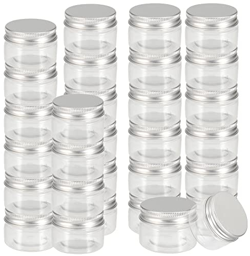 SEUNMUK 30 Pack 1oz/30ml Colonna di plastica trasparente Barattoli piccoli portatili vuoti contenitori di stoccaggio con coperchio 35mm x 50mm