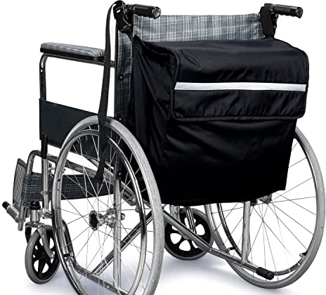 SWISSELITE Wheelchair Bag,Wheelchair Backpack Bag,Wheel Chair Storage Tote Accessory-Large Capacity with Reflective Stripe for Walker Rollator Wheelchair Transport Chair