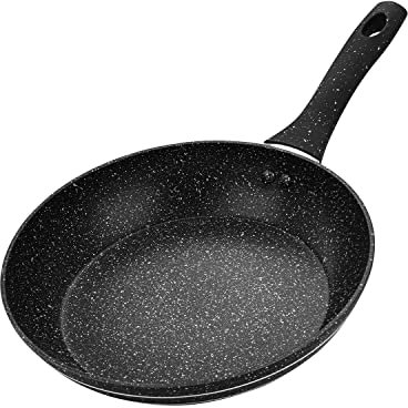 Royalford Smart Fry Pan with Durable Granite Coating, Forged Aluminium Non-Stick Induction Hob 5-Layer Construction & Cool Touch Handle, 24 Cm, Black