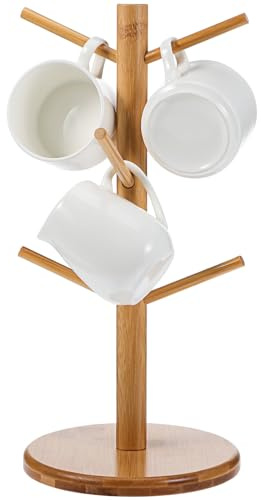 ABOOFAN Wood Mug Tree - 6 Mug Holder and Stand for Kitchen Supplies