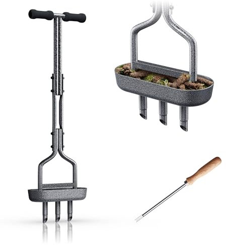 ViveGro Aireador de césped, herramienta de extracción de núcleos con núcleo de tierra, bandeja de almacenamiento ovalada, aireador manual, aireador de césped, herramientas de jardinería para cuidado