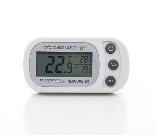 Biglumin Termometro frigorifero, Termometro per frigorifero, Termometro frigo, termometro da frigo, Termometro per congelatore digitale, Termometro per frigorifero impermeabile, Display LCD (bianco)