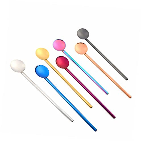 CIYODO 304 Cucchiaio Di Paglia in Acciaio Inossidabile Cannucce Di Cucchiaio Cannucce a Cucchiaio Rotonde Cocktail Potabile Miscelazione Cucchiaio Di Cannuccia Per Il Caffè Mescolata