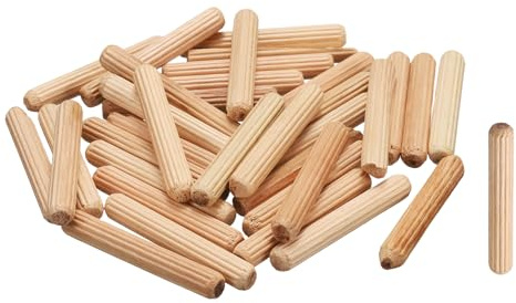 sourcing map Wooden Dowel Pins 1/4x 1-19/32 (6mm x 40mm) Straight Dowel Rods Wood Fluted Dowels Rods for Crafts Furniture DIY Hardwood Count 60
