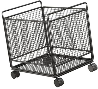 MagiDeal Carrello portabiancheria, cesto portabiancheria con ruote, pratico organizer in filo metallico per vestiti sporchi, facile da trasportare, per, Nero, M