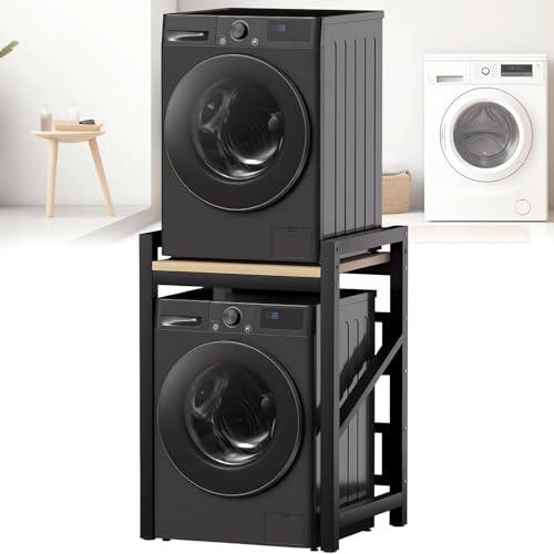 RsxPtyxagoros Washer Dryer Stand Stacking Kits, Height Adjustable Tumble Dryer Stand, Stacking Kit with 400KG Load Capacity for Balcony Laundry