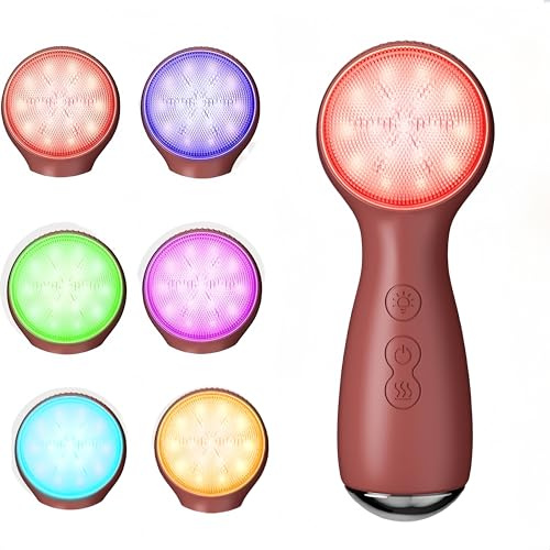 Spazzola elettrica per la pulizia del viso, in silicone, riscaldata, con 7 luci LED, ricaricabile, esfoliante a vibrazione, per una pulizia profonda e un massaggio delicato, strumento per la cura
