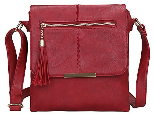 Mabel Women’s Cross Body Handbags - Trendy Messenger Long Shoulder Strap Bags (Design 2 - Red)