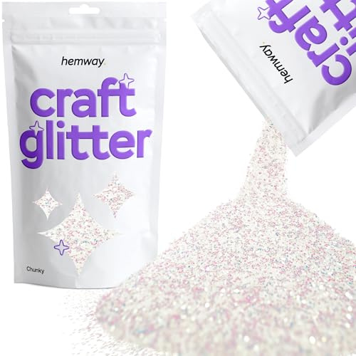 Hemway Craft Glitter Mother of Pearl Iridescent 100g Chunky Glitter | for Crafts, Resin, Cosmetic, Nail, Face, Body, Festival, Tumblers, Art, Candle, Crafting