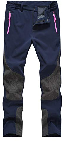 donhobo Women's Outdoor Softshell Trousers Winter Fleece Lined Walking Trousers Waterproof Windproof Hiking Pants Navy M
