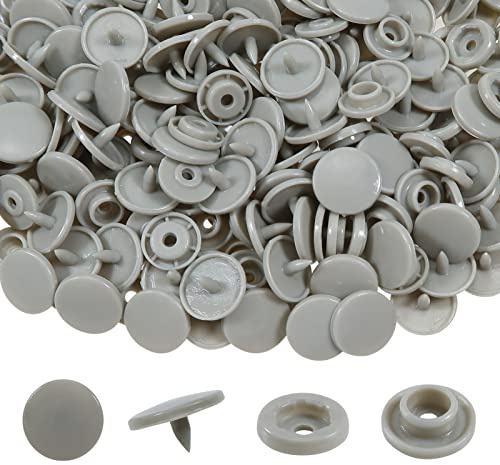 TOAOB Botones a Presión 150 Set 12 mm Corchetes de Presión Redondos de Gris T5 Plástico para Varios Tipo de Tejidos Accesorios de Bricolaje para Ropa Manualidades