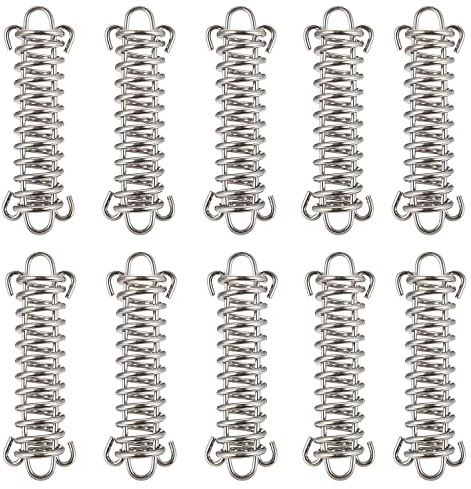 TOBWOLF 10PCS Tent Spring Buckle, Windproof Stainless Steel Rope Tensioner Awning Fixed Hook Buckle, Portable Camping Tent Fixed Buckle, Spring Buckle Set for Outdoor Camping, Dog Training, Swing