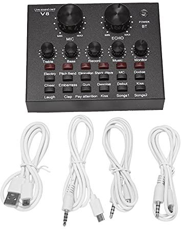 Ghulumn V8 ljudkort ljudset gränssnitt extern mikrofon direkt ljudkort Bluetooth-funktion för dator PC mobil sjunga inspelning