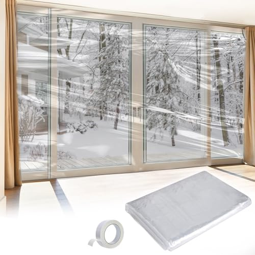 Apipi Thicken Plastic Patio Door Window Insulation for Winter, 87 × 118