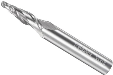 CoCud Tapered Ball Nose End Mill, 1mm Radius 6mm Shank 15 Degree Angle, Micro-grain Carbide 2 Flutes Milling Cutter CNC Router Bit - (Applications: for Stainless Steel Aluminum)